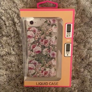 iPhone 6/7/8 Flower and Liquid Glitter Phone Case